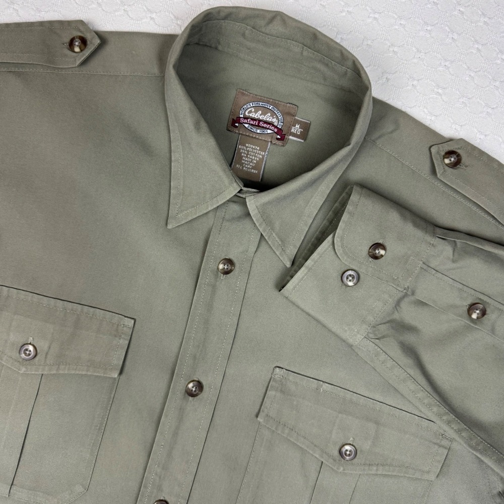 Cabela's Safari Series Utility Shirt Military Gorpcore Mens Medium Green Utility